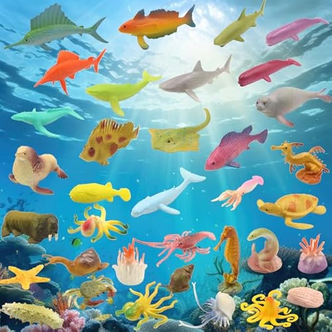 REALISTIC OCEAN SEA ANIMAL FIGURES (50 PIECES) MINI VINYL RUBBER ANIMAL TOY SET KIDS TOYS PARTY FAVORS EDUCATION - Image 3